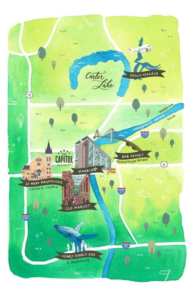 Abby : Wedding Map of Omaha, Nebraska - Paper and Ink